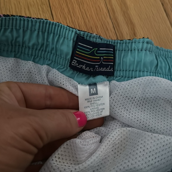 Broken Threads 80s/90s Theme Swim Trunks Shorts - Picture 2 of 4